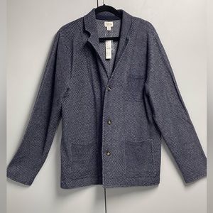 J Crew Men’s English “Workmens “ Jacket. NWT Size Large Blue Color Wool Blend